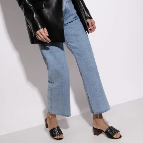 $339 Tory Burch Ines Boho Black Real Leather Casual Summer Spring Logo Sandal - Picture 6 of 16